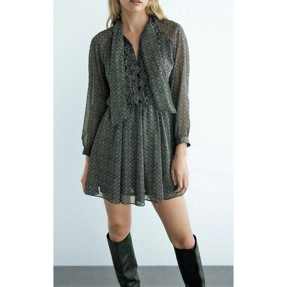 ZARA PRINTED JUMPSUIT WITH METALLIC THREAD - Picture 6 of 10